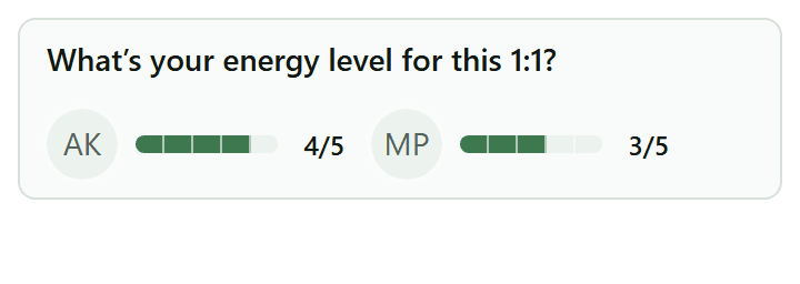 Pulse check-in showing both participants' responses.